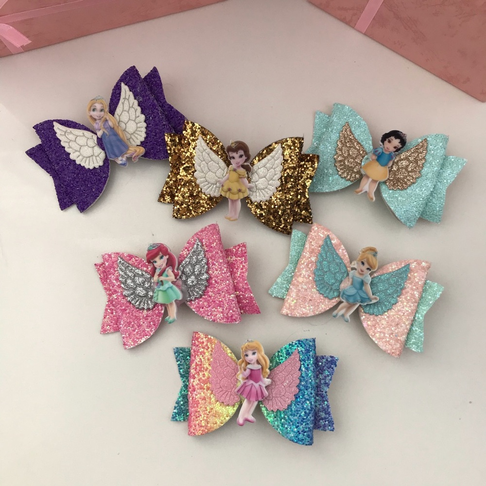 Princess Hair Sparkly Bow Clips - Picture 1 of 7